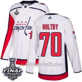 Män Ishockey Washington Capitals Tröja Braden Holtby 70 2018 Stanley Cup Final Patch Adidas Vit Authentic